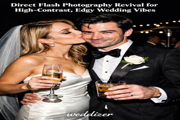 Direct Flash Photography Revival for High-Contrast, Edgy Wedding Vibes