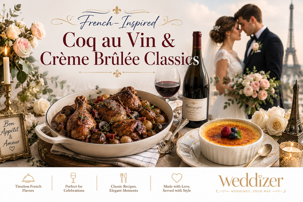 French-Inspired Coq au Vin & Crème Brûlée Classics: A Timeless Culinary Experience for Elegant Celebrations