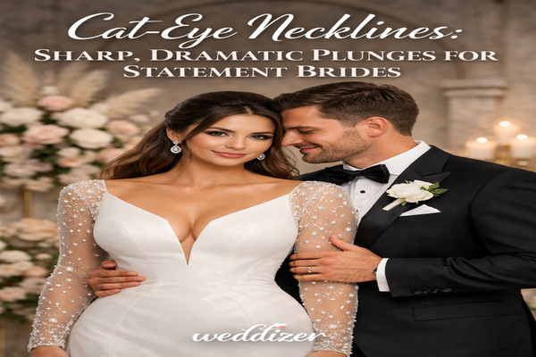 Cat-Eye Necklines: Sharp, Dramatic Plunges for Statement Brides