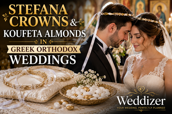 Stefana Crowns & Koufeta Almonds in Greek Orthodox Weddings: Meaning, Tradition & Modern Ideas